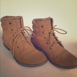 Golden tan ankle boots